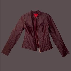 Dark burgundy leather Guess jacket